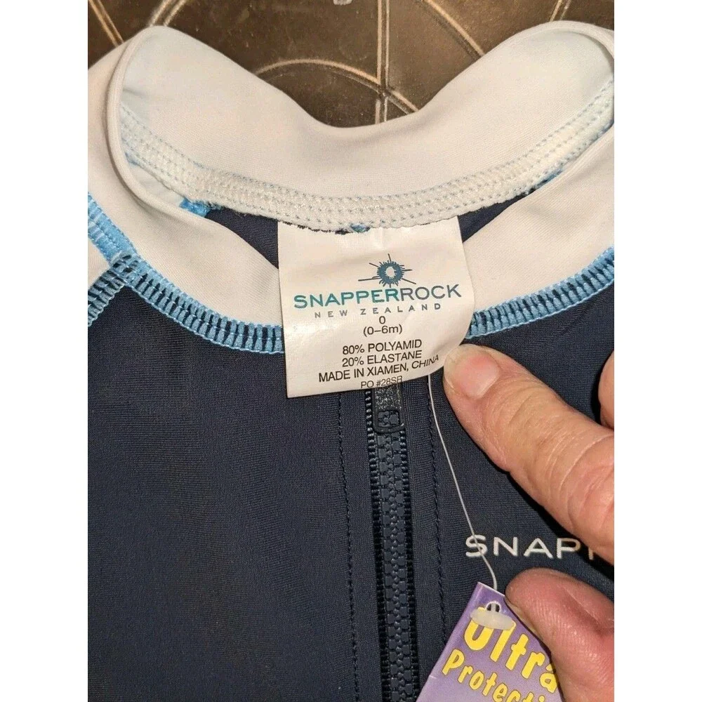 Snapper Rock Baby Boy Swim Sun Suit UPF 50 Blue 0-6M NWT